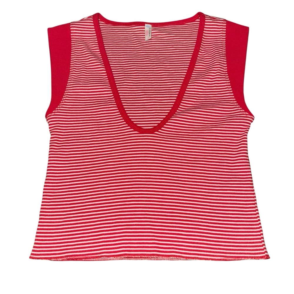 FP Movement by Free People Red and White Striped Tank Top
